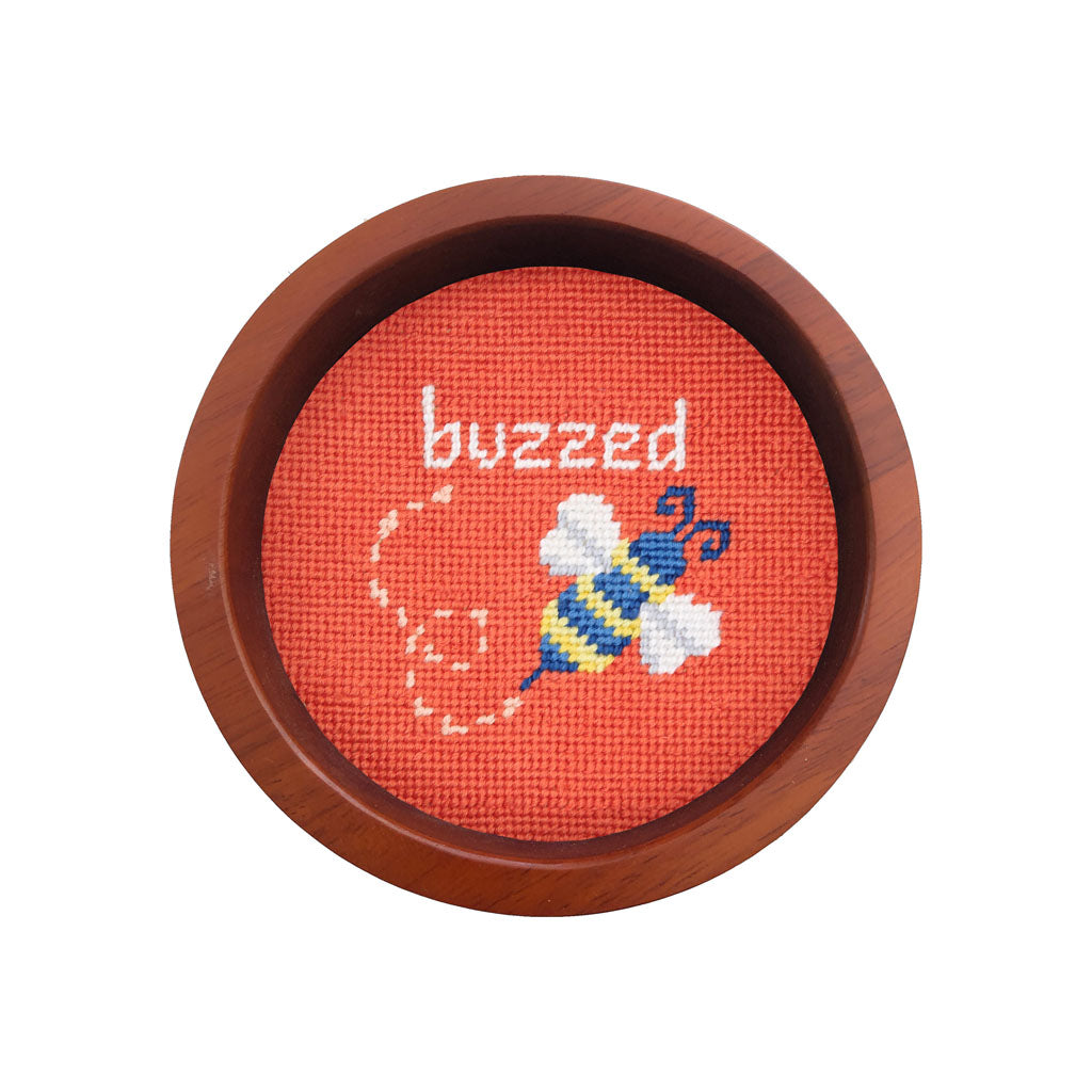 Buzzed Needlepoint Wine Bottle Coaster by Smathers & Branson - Country Club Prep