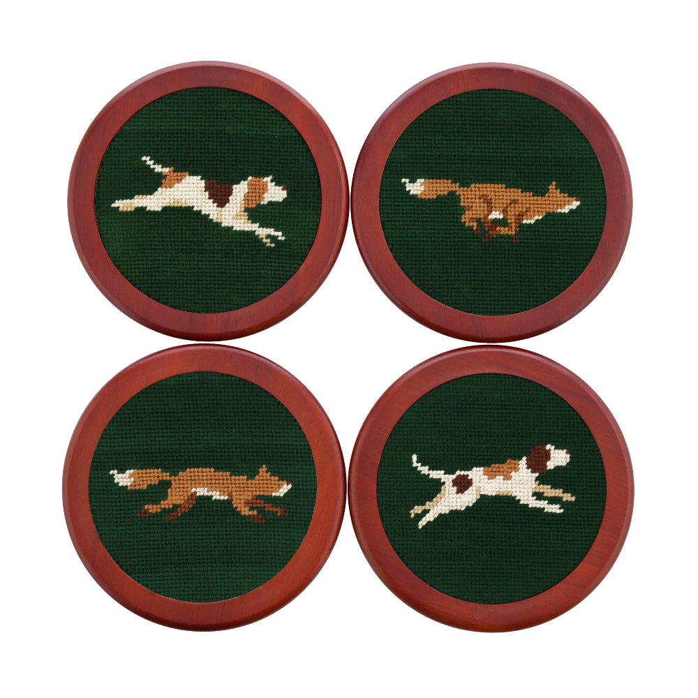 Fox Chase Needlepoint Coasters by Smathers & Branson - Country Club Prep
