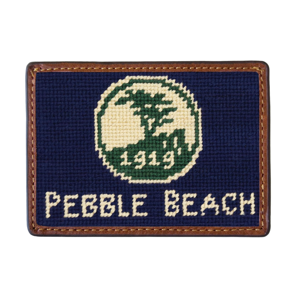 Pebble Beach Logo Text Needlepoint Credit Card Wallet by Smathers & Branson - Country Club Prep