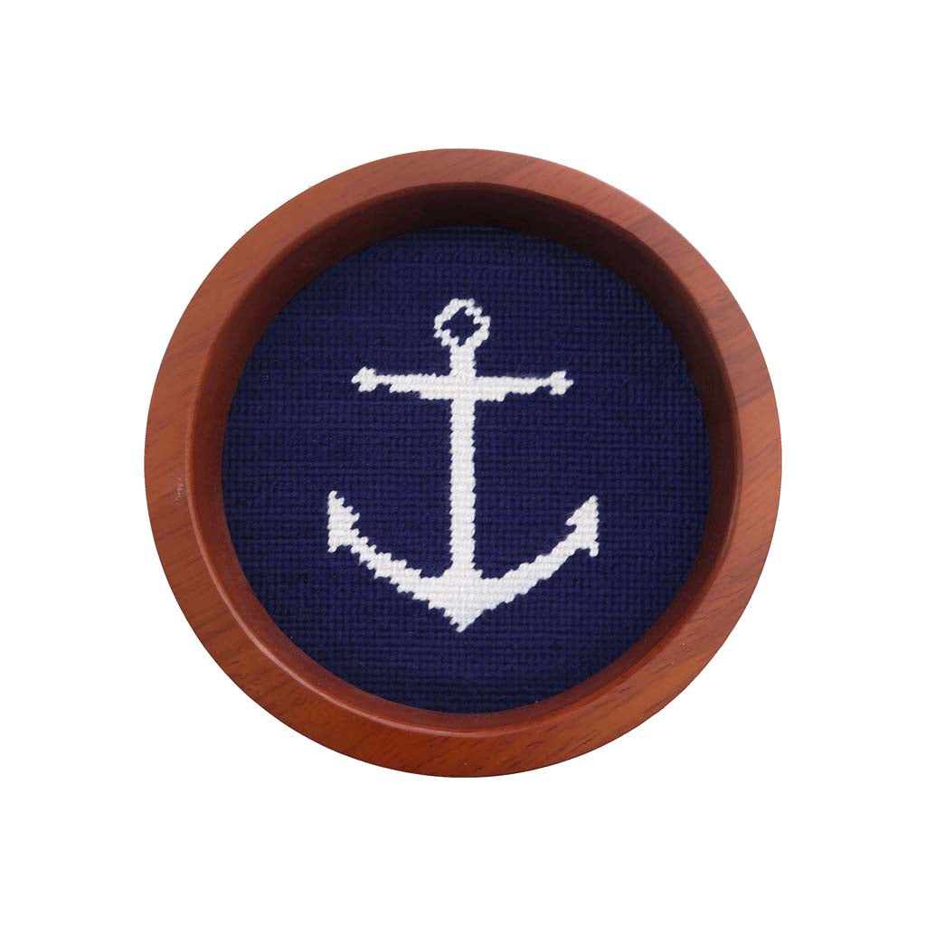 Anchor Needlepoint Wine Bottle Coaster by Smathers & Branson - Country Club Prep
