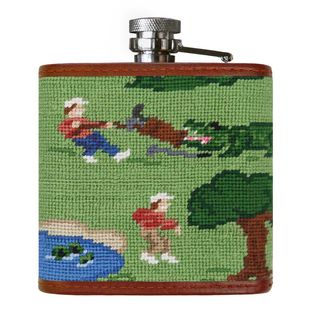 Beware of Gators Needlepoint Flask by Smathers & Branson - Country Club Prep