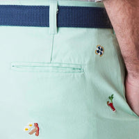 Stretch Twill Cisco Short with Embroidered Hangover Special in Mint by Castaway Clothing - Country Club Prep