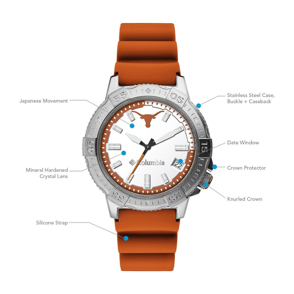 Texas Longhorns Peak Patrol 45mm Silicone Strap Watch by Columbia Sportswear - Country Club Prep