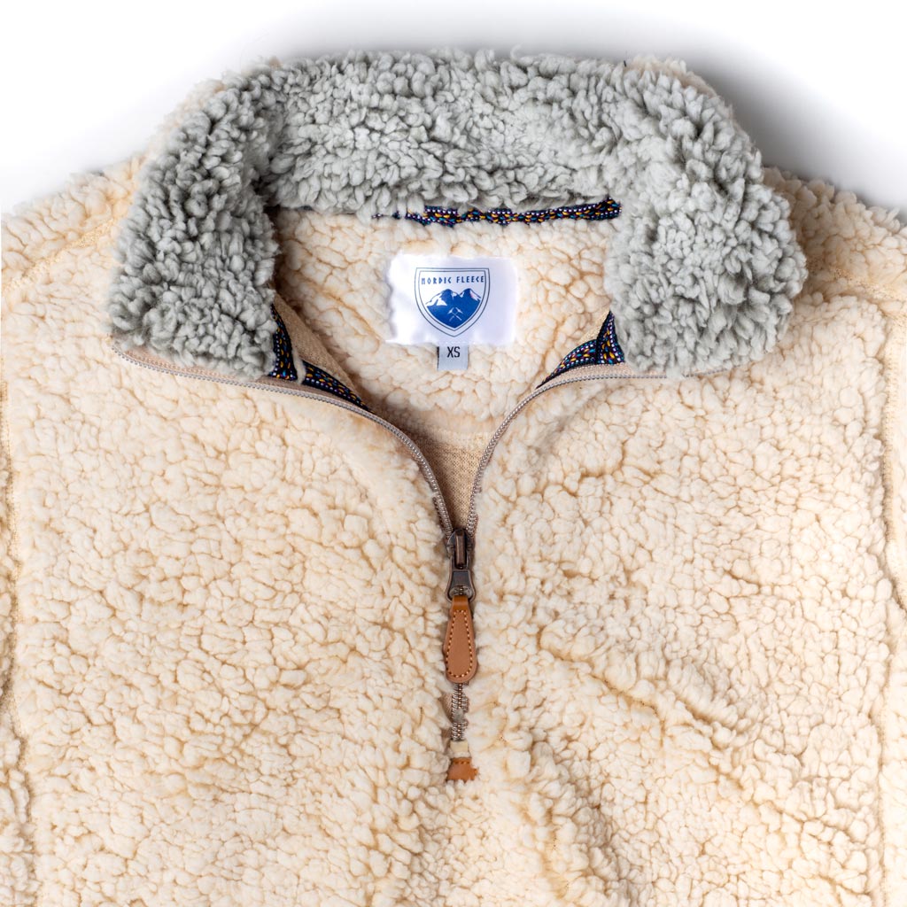 The Victoria Sherpa Pullover in Oatmeal by Nordic Fleece - Country Club Prep