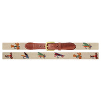 Fishing Flies Needlepoint Belt by Smathers & Branson - Country Club Prep