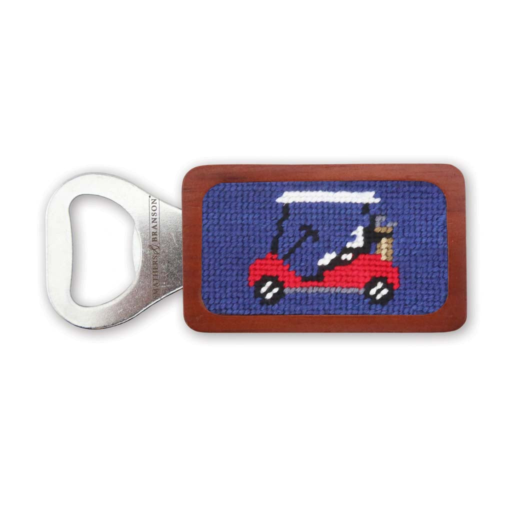 Golf Cart Needlepoint Bottle Opener by Smathers & Branson - Country Club Prep