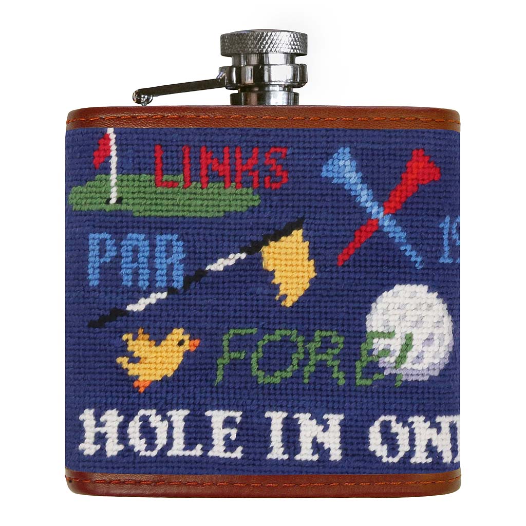 Golfisms Needlepoint Flask by Smathers & Branson - Country Club Prep