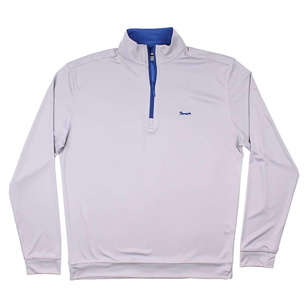 Longshanks 1/4 Performance Pullover in Grey & Blue by Country Club Prep - Country Club Prep