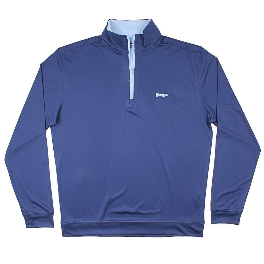Longshanks 1/4 Performance Pullover in Navy & Ice Blue by Country Club Prep - Country Club Prep