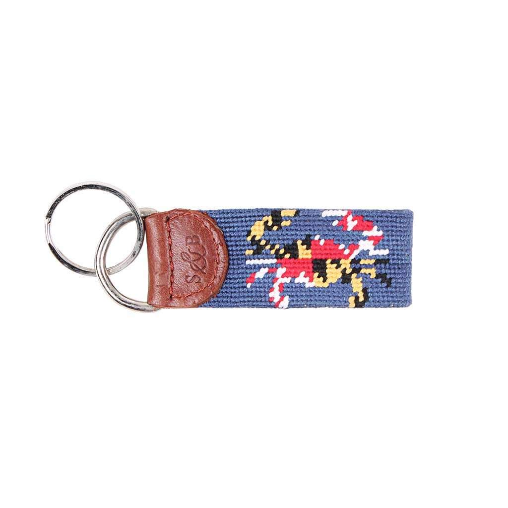 Maryland Flag Crab Needlepoint Key Fob in Classic Navy by Smathers & Branson - Country Club Prep