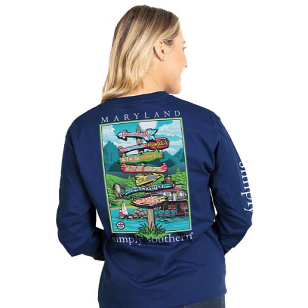 Simply Southern Long Sleeve Maryland State Tee Free Shipping