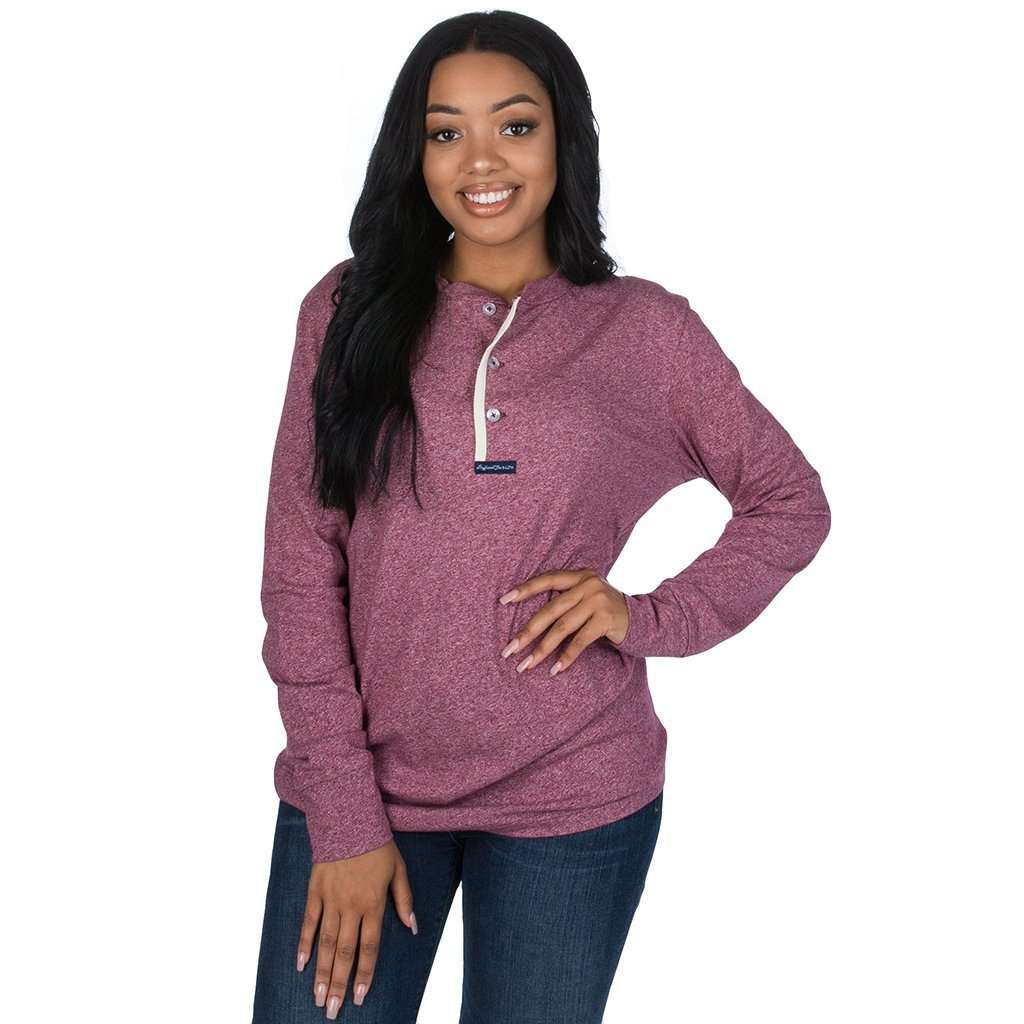 Lauren James The Boyfriend Long Sleeve Tee in Cranberry Country Club Prep
