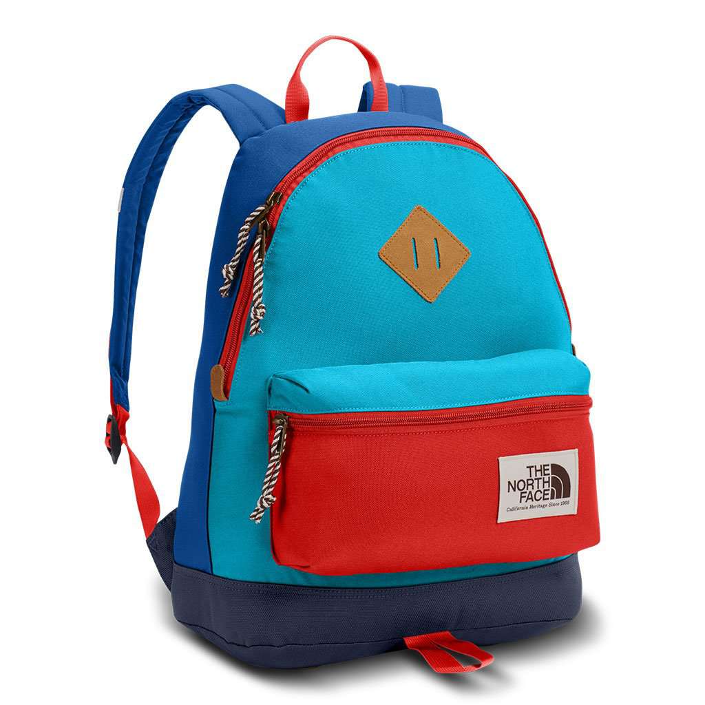 north face blue and red backpack The North Face Mini Berkeley Backpack in Turkish Sea – Country Club Prep