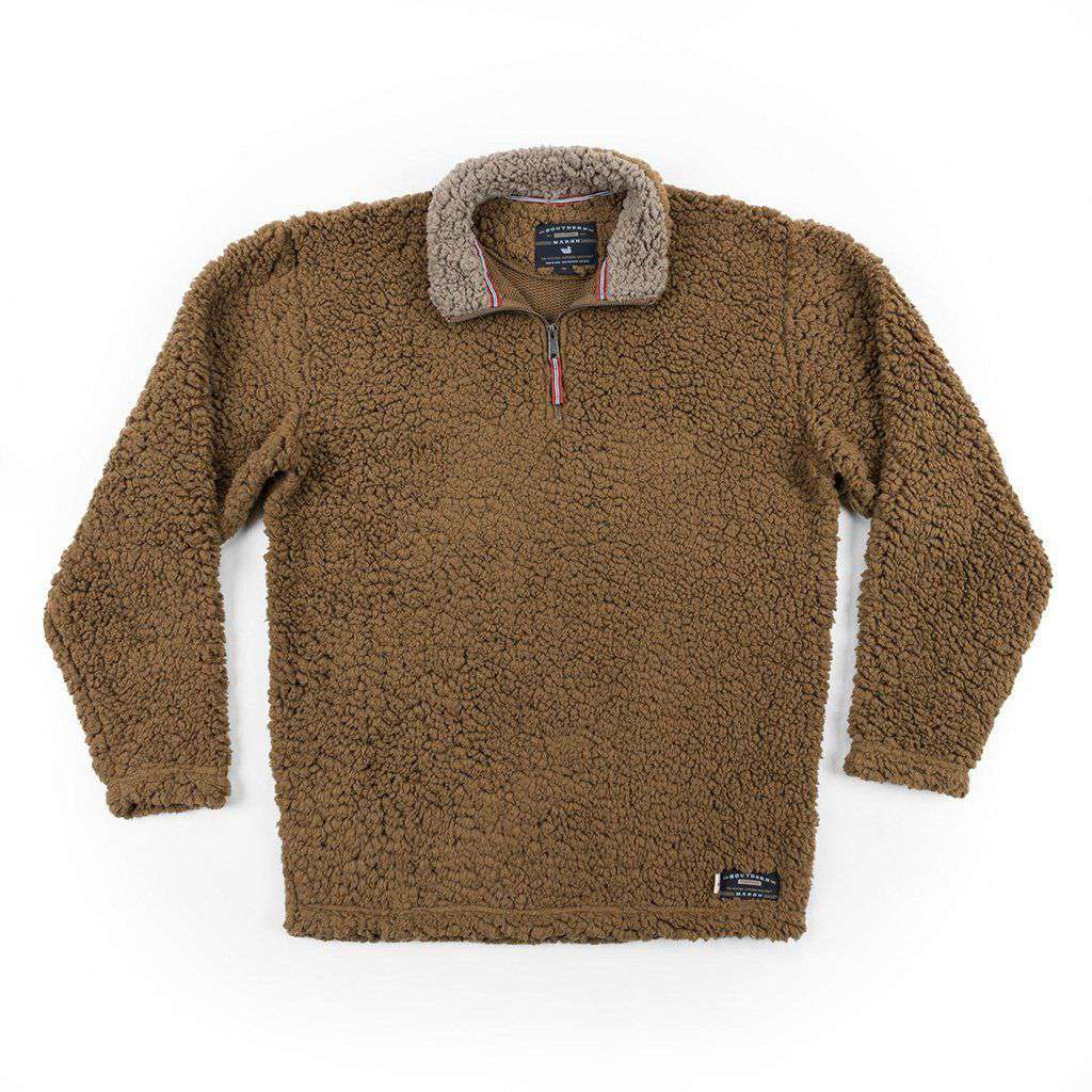 Appalachian Pile Pullover 1/4 Zip in Brown by Southern Marsh - Country Club Prep