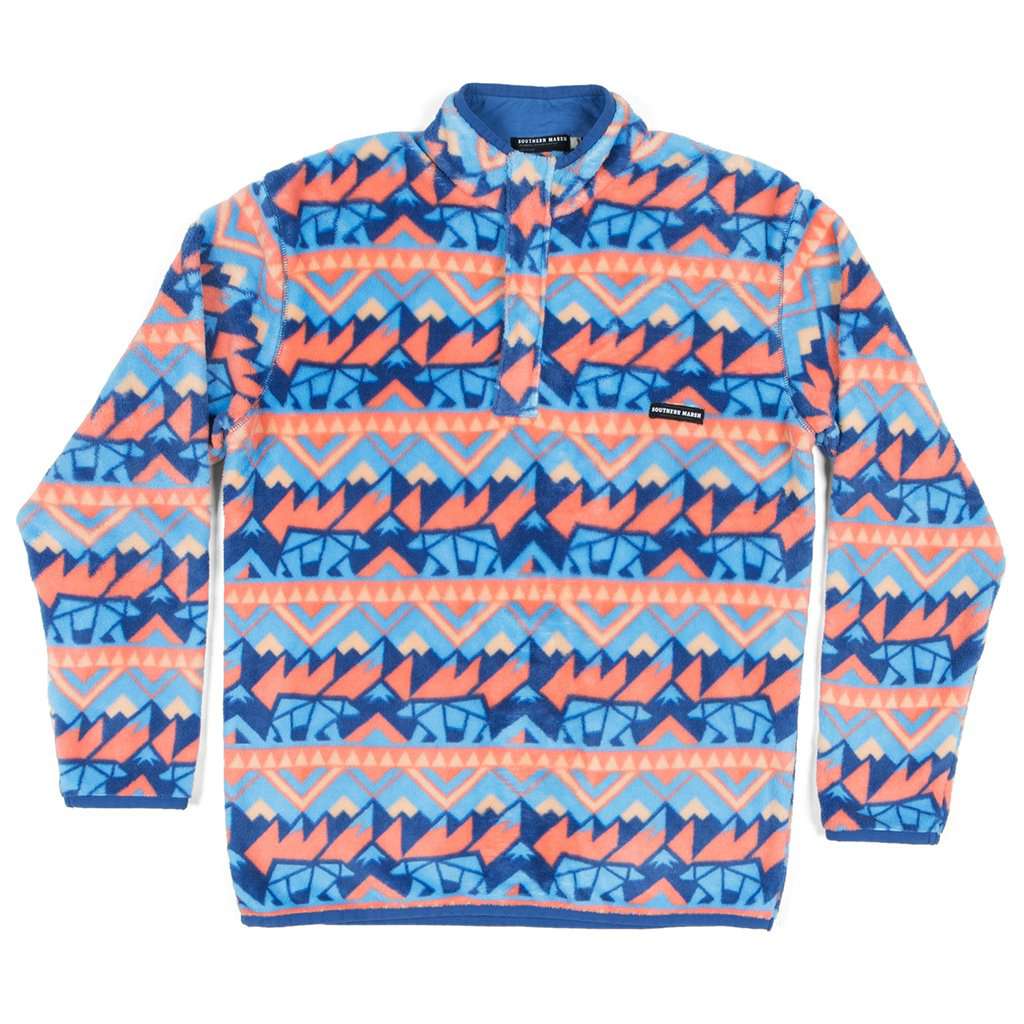 Southern Marsh Fairbanks Pullover in Navy Peach Country Club Prep