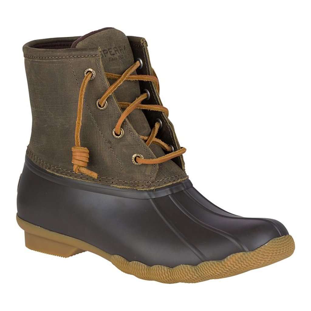 Sperry Women's Saltwater Duck Boot in Brown and Olive – Country