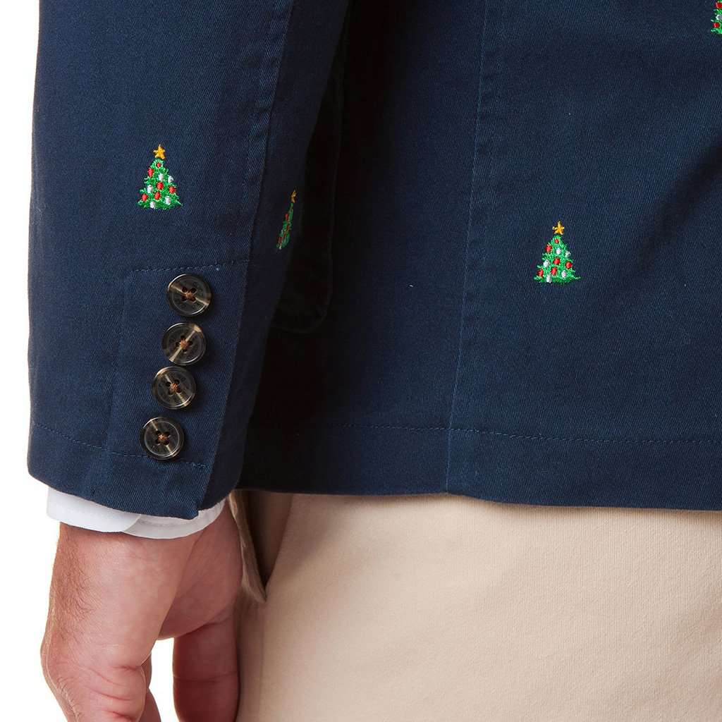 Spinnaker Blazer with Embroidered Christmas Trees by Castaway Clothing - Country Club Prep