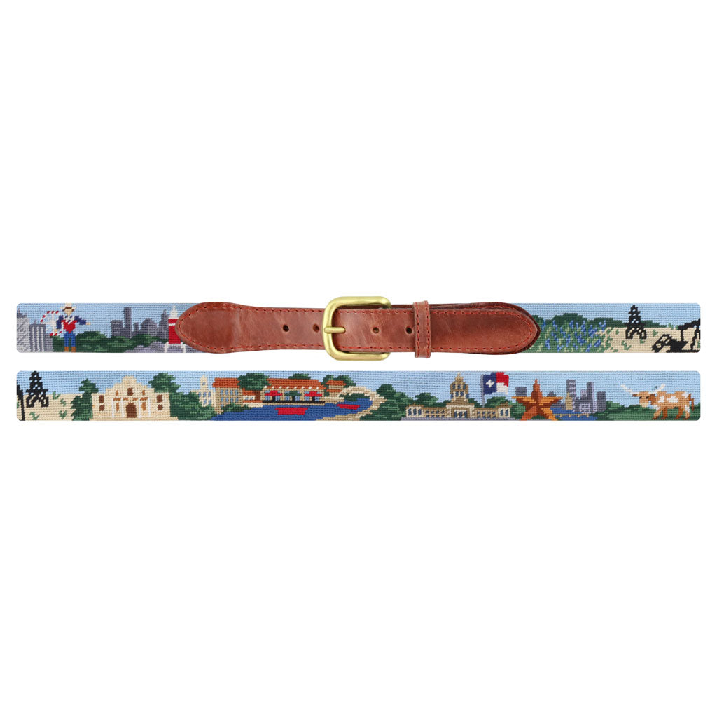 Texas Scene Needlepoint Belt by Smathers & Branson - Country Club Prep