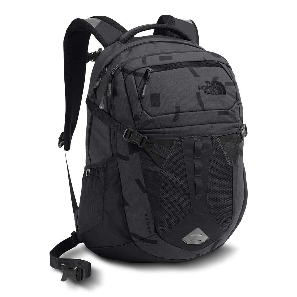 north face backpack black recon The North Face Recon Backpack in Asphalt Grey Piece Print & TNF Black – Country Club Prep