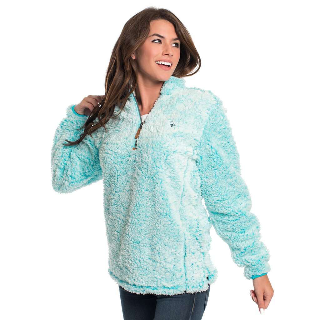 The Southern Shirt Co. Heather Sherpa Pullover with Pockets in Oasis Country Club Prep