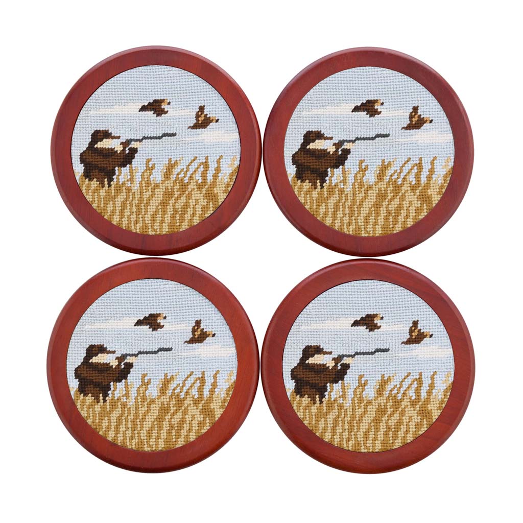 Upland Shoot Needlepoint Coasters by Smathers & Branson - Country Club Prep