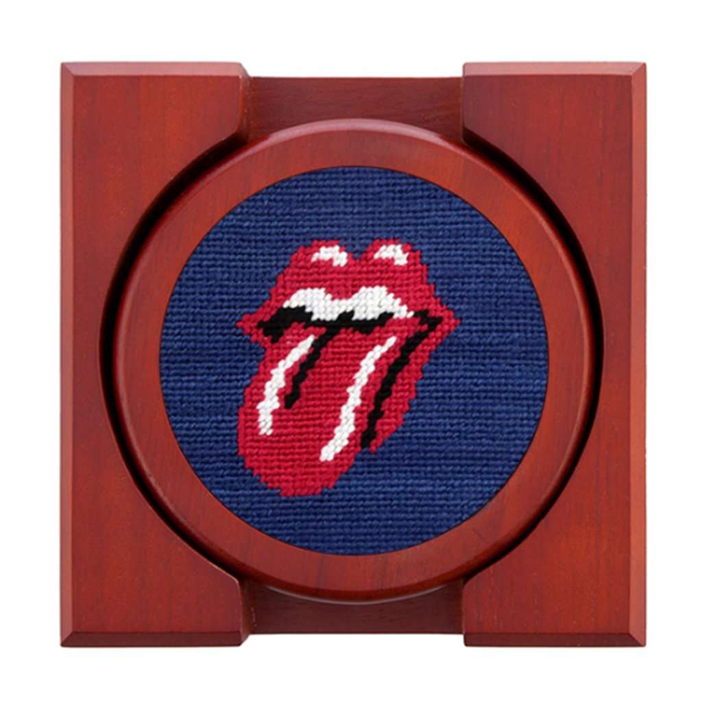 Rolling Stones Union Jack-Lick Needlepoint Coaster Set by Smathers & Branson - Country Club Prep