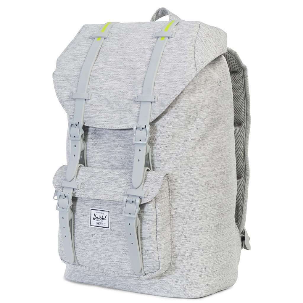 herschel backpack bottle holder Herschel Supply Co. Little America Mid Volume Backpack in Light Grey  Crosshatch – Country Club Prep