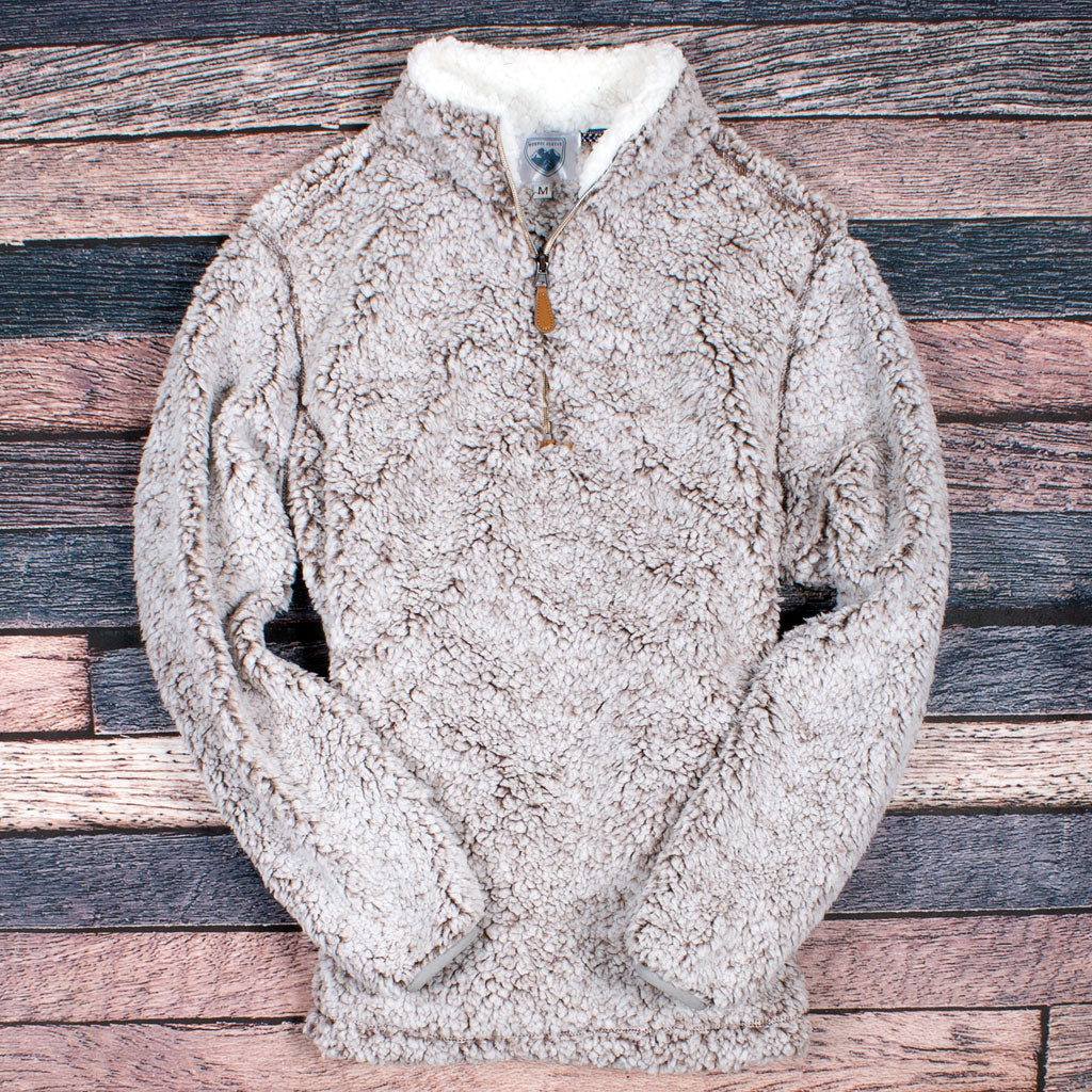Nordic Fleece Quarter Zip Sherpa Pullover in Gray with Gray