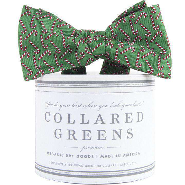 Holiday Candy Canes Bow Tie in Green by Collared Greens - Country Club Prep