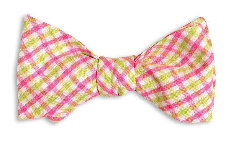 Pink and Green Tattersall Bow Tie by High Cotton - Country Club Prep
