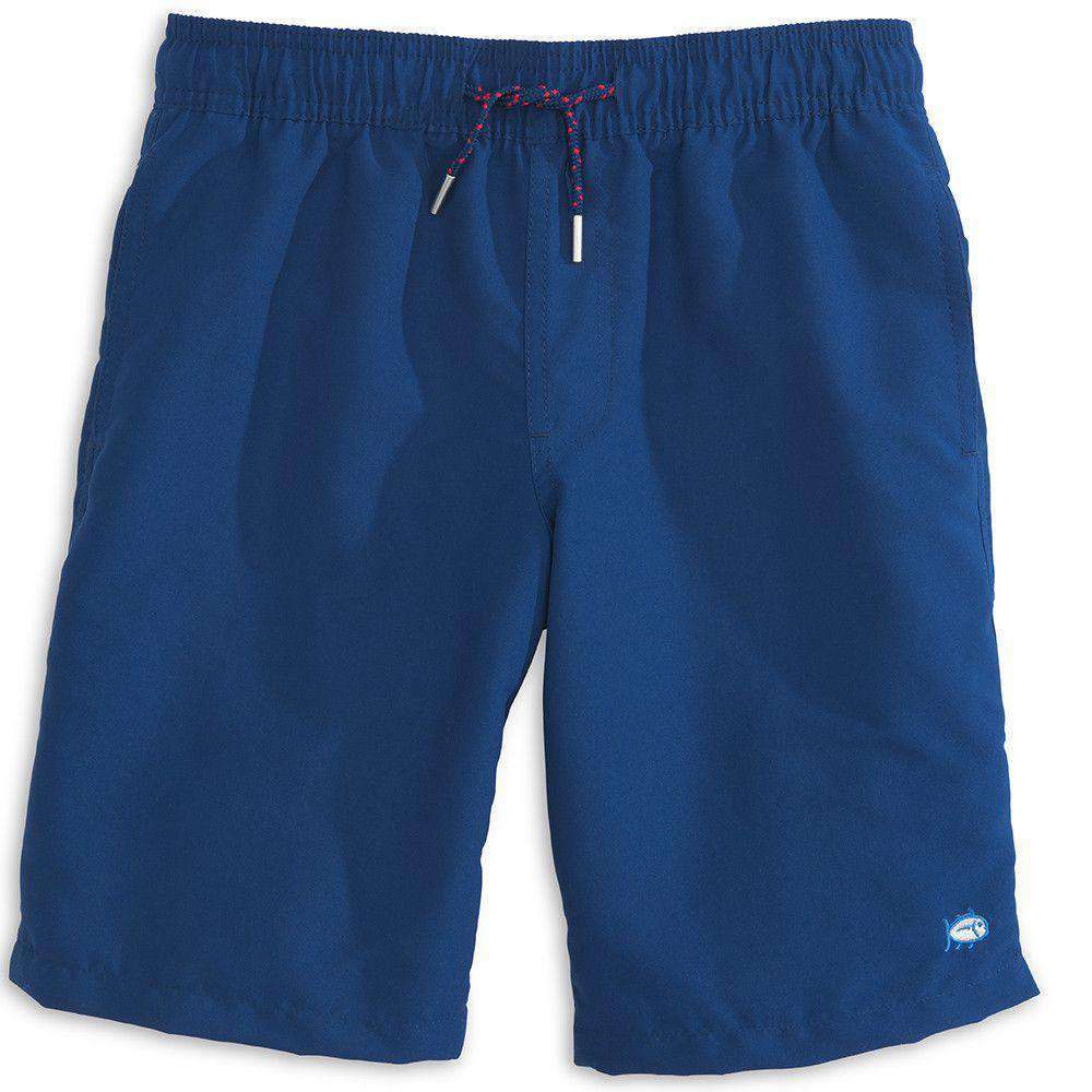 Southern Tide Boy's Solid Swim Trunk in Yacht Blue – Country Club Prep