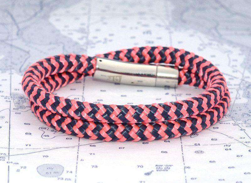 Chatham Chevron Wrap Bracelet in Pink and Navy by Lemon & Line - Country Club Prep
