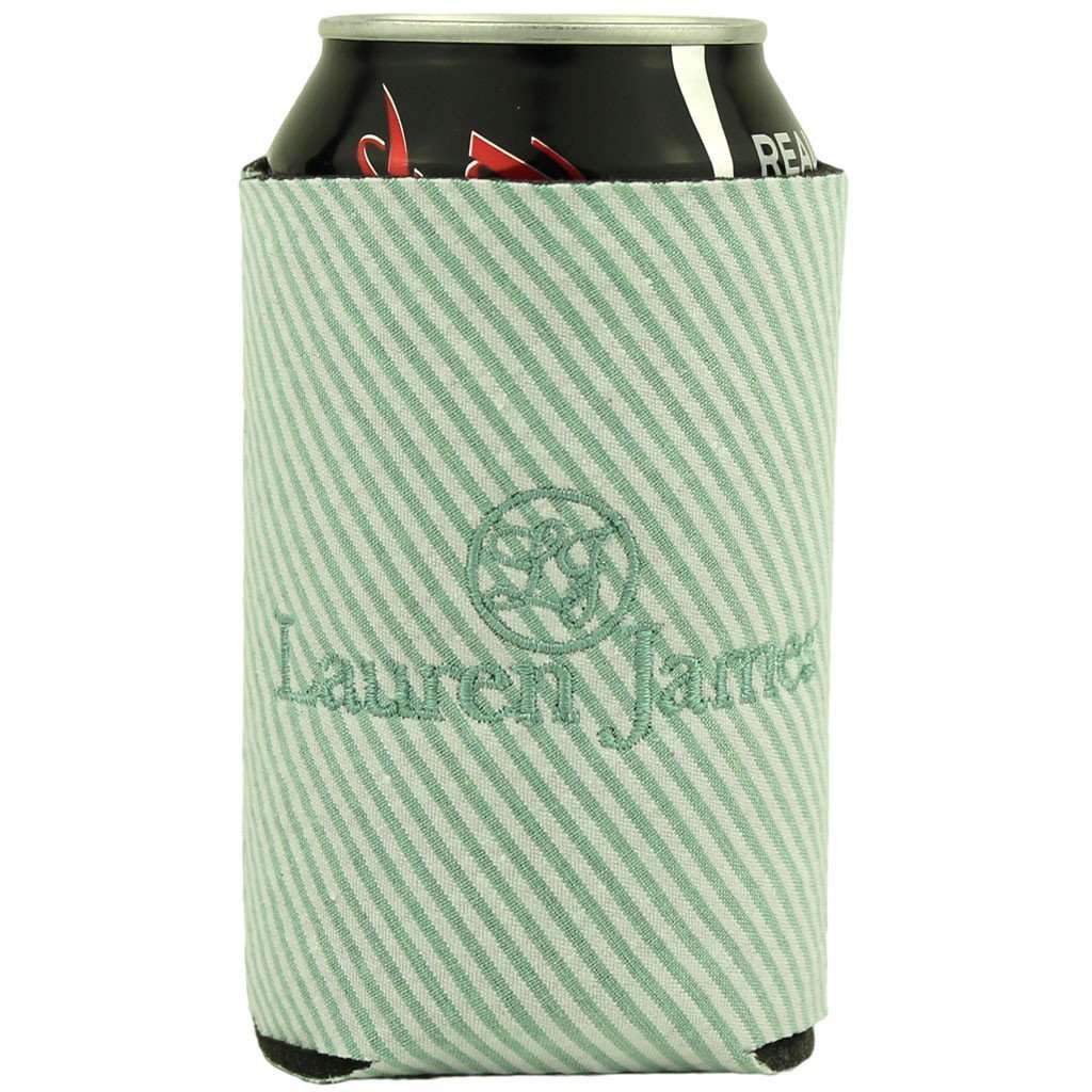 Seersucker Can Holder in Mint Green by Lauren James - Country Club Prep