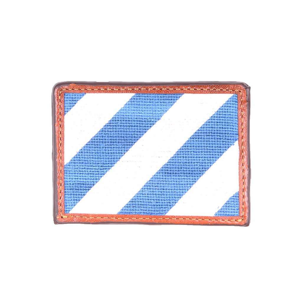 Repp Stripe Needlepoint Credit Card Wallet in Blue and White by Smathers & Branson - Country Club Prep