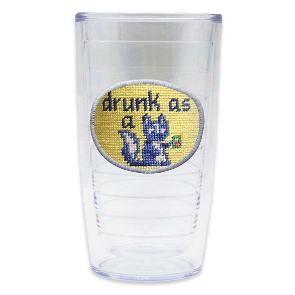 Drunk as a Skunk Needlepoint Tumbler by Smathers & Branson - Country Club Prep