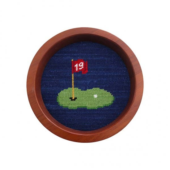 19th Hole Needlepoint Wine Bottle Coaster by Smathers & Branson - Country Club Prep