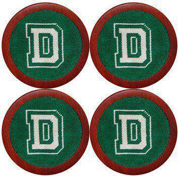 Dartmouth College Needlepoint Coasters in Green by Smathers & Branson - Country Club Prep