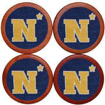 Naval Academy Needlepoint Coasters in Navy by Smathers & Branson - Country Club Prep