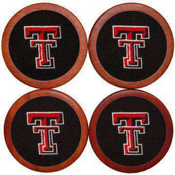 Texas Tech Needlepoint Coasters in Black by Smathers & Branson - Country Club Prep