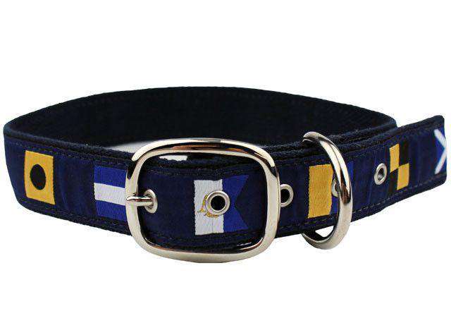 Signal Flag Dog Collar in Navy by Anchored Style - Country Club Prep