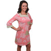 Knit Square Neck Dress in Pink Coral Frenzy by Barbara Gerwit - Country Club Prep