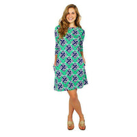Ribbons Dress in Navy and Green by Barbara Gerwit - Country Club Prep
