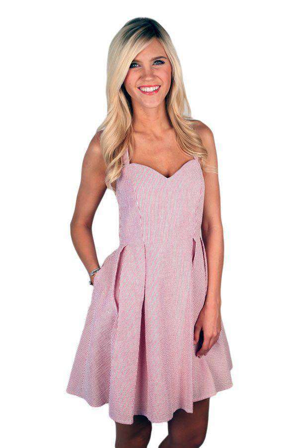Lauren James The Livingston Dress in Crimson Seersucker – Country