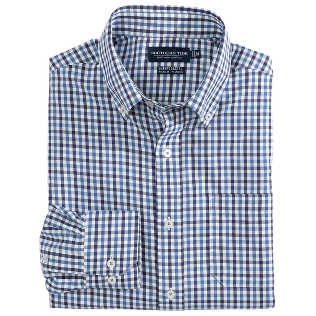 Fairwater Gingham Brrr Intercoastal Performance Sport Shirt Madras Blue / S