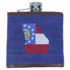 Custom Georgia Flag Needlepoint Flask in Navy by Smathers & Branson - Country Club Prep