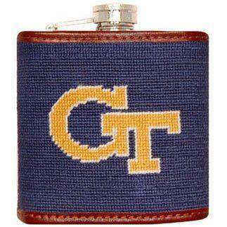 Georgia Tech Needlepoint Flask in Navy by Smathers & Branson - Country Club Prep