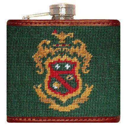 Phi Kappa Psi Needlepoint Flask in Green by Smathers & Branson - Country Club Prep