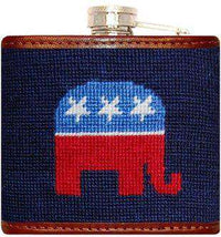Republican Needlepoint Flask in Navy by Smathers & Branson - Country Club Prep