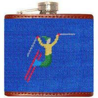 Ski Tricks Needlepoint Flask in Cobalt by Smathers & Branson - Country Club Prep