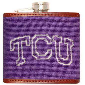 TCU Needlepoint Flask in Purple by Smathers & Branson - Country Club Prep